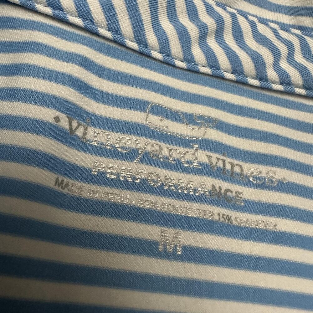 Vineyard Vines Performance Polo Shirt Mens M Blue Striped Short Sleeve Golf Logo - Picture 7 of 12